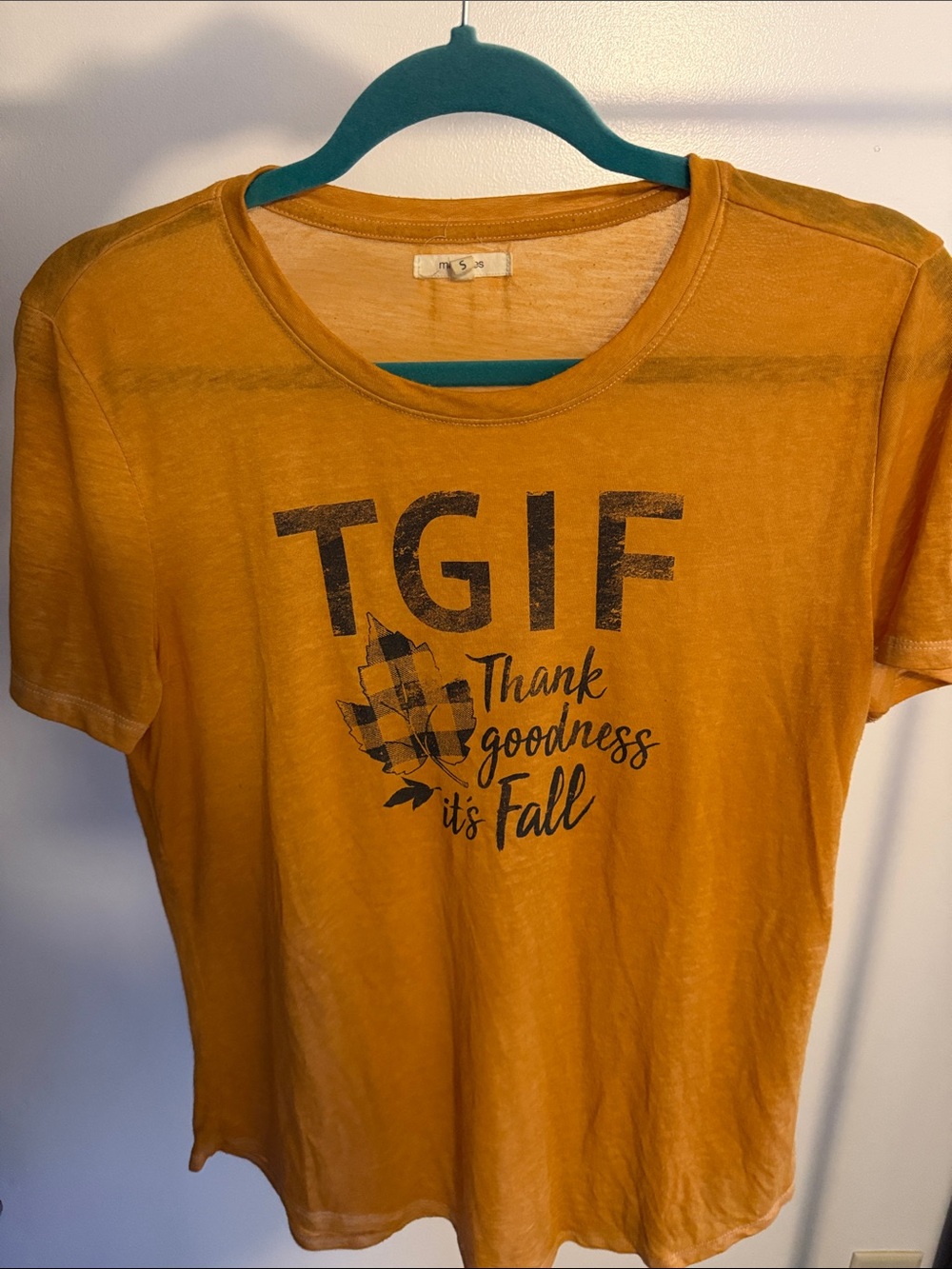 Maurices Mustard Yellow Short Sleeve TGIF Graphic Tee